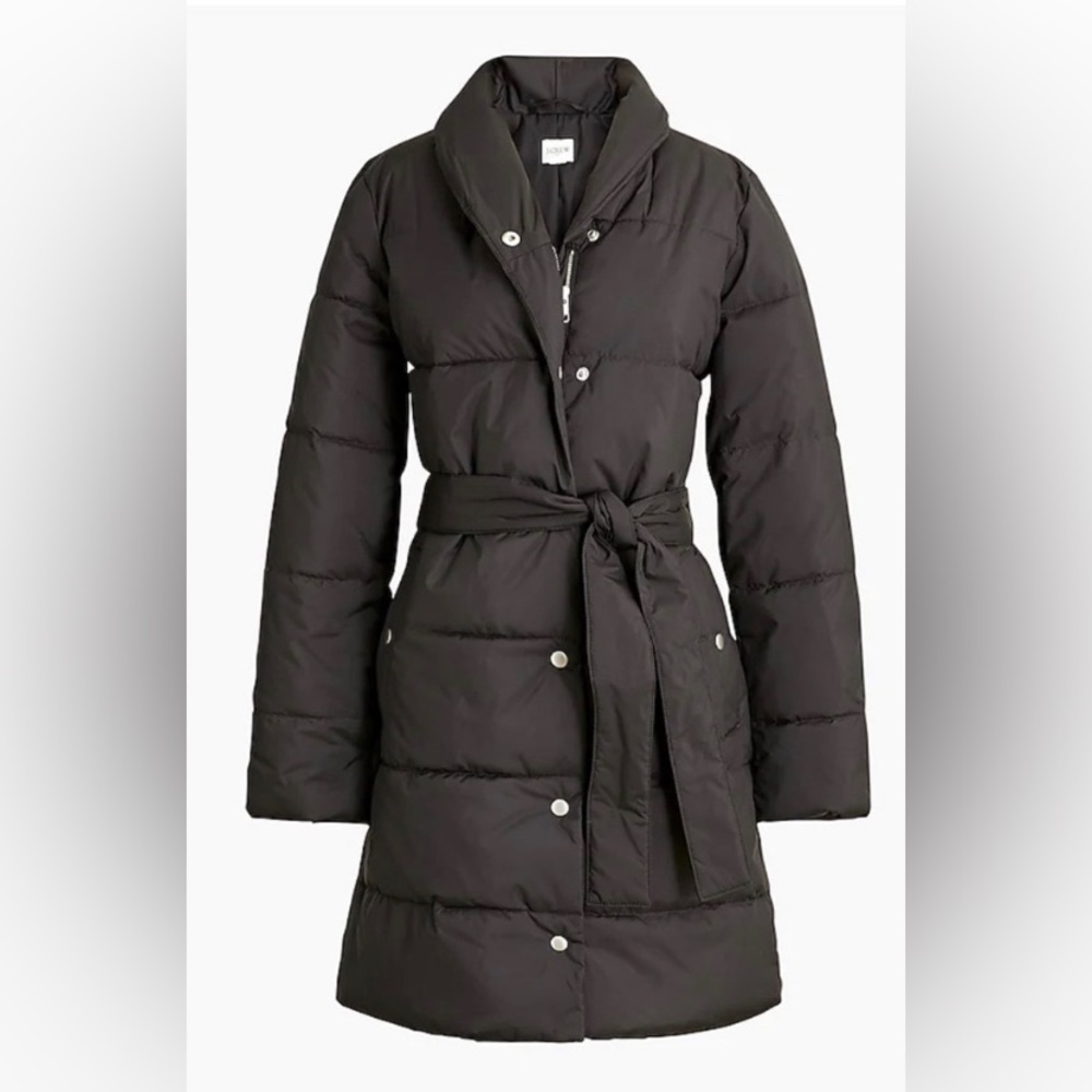 Black JCrew Factory puffer coat with tie size 2x